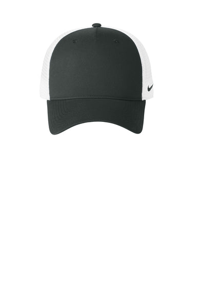 Nike NKFN9893 Mens Mesh Snapback Trucker Hat Anthracite Grey/White Flat Front