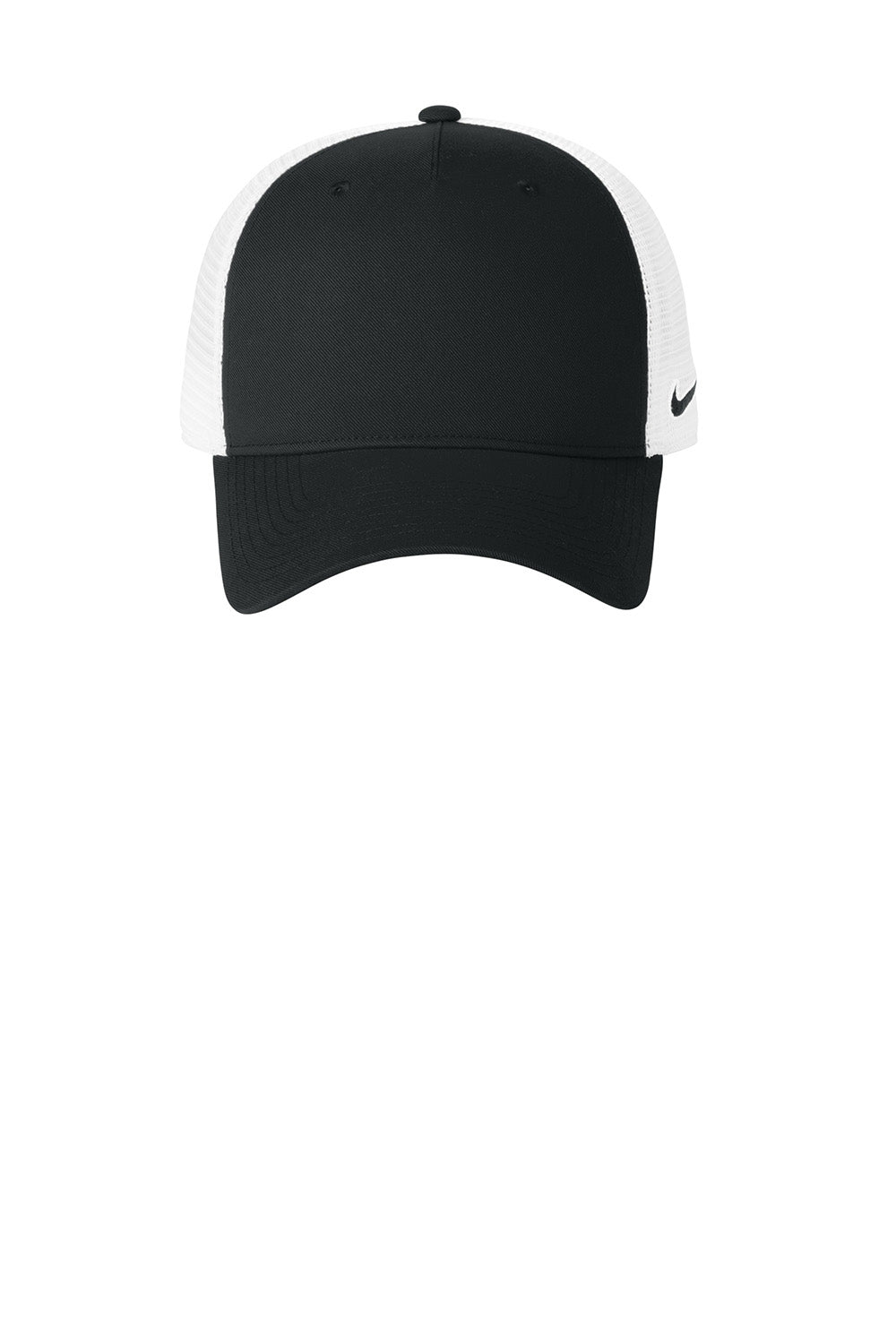 Nike NKFN9893 Mens Mesh Snapback Trucker Hat Black/White Flat Front