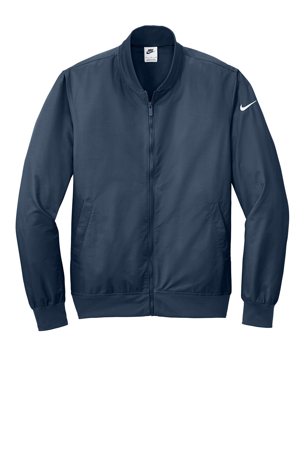 Nike NKFQ4759 Mens Full Zip Bomber Jacket Midnight Navy Blue Flat Front