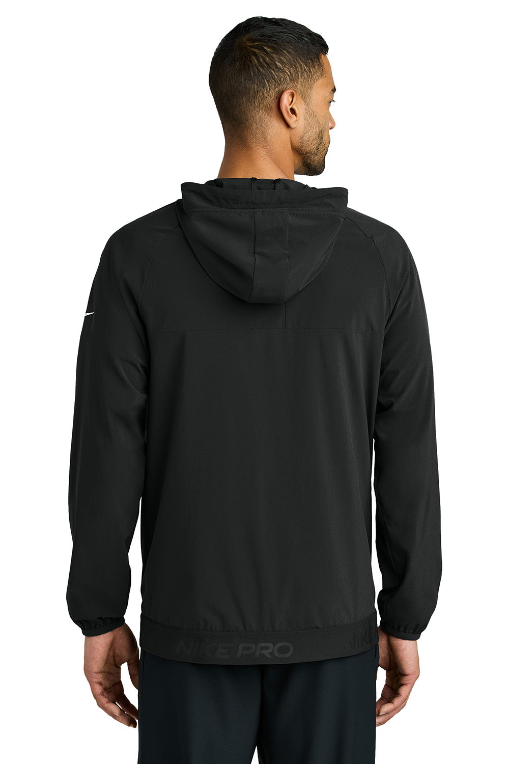 Nike NKFQ4761 Mens Pro Full Zip Hooded Jacket Black Model Back