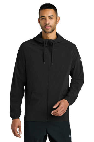 Nike NKFQ4761 Mens Pro Full Zip Hooded Jacket Black Model Front