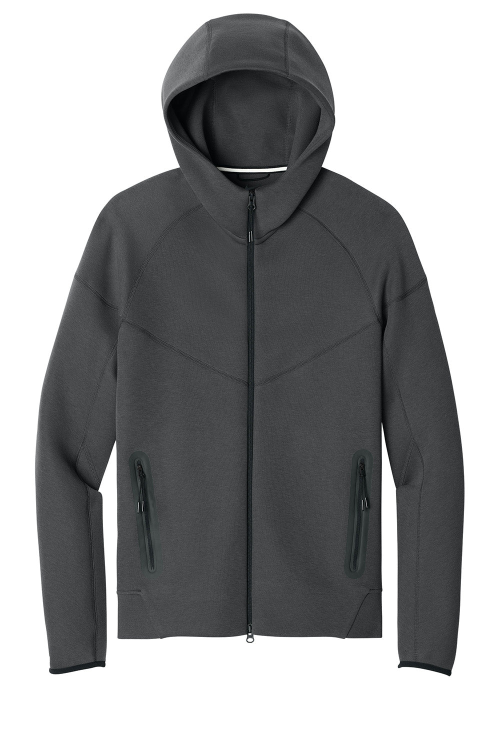 Nike NKFQ4762 Mens Tech Fleece Full Zip Hooded Sweatshirt Hoodie Heather Anthracite Grey Flat Front