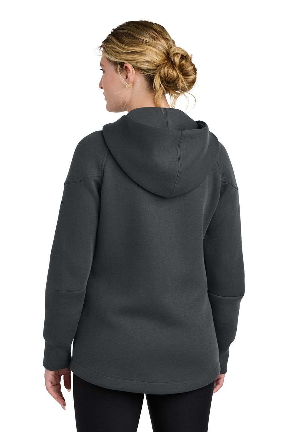 Nike NKFQ4798 Womens Tech Fleece Full Zip Hooded Sweatshirt Hoodie Heather Anthracite Grey Model Back