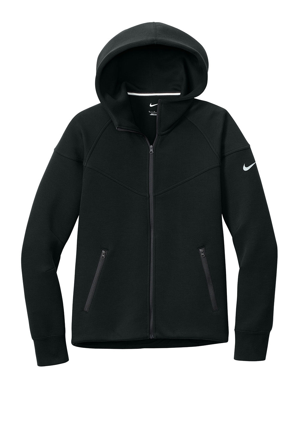 Nike NKFQ4798 Womens Tech Fleece Full Zip Hooded Sweatshirt Hoodie Black Flat Front