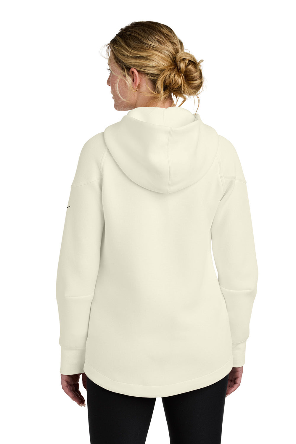 Nike NKFQ4798 Womens Tech Fleece Full Zip Hooded Sweatshirt Hoodie Pale Ivory Model Back