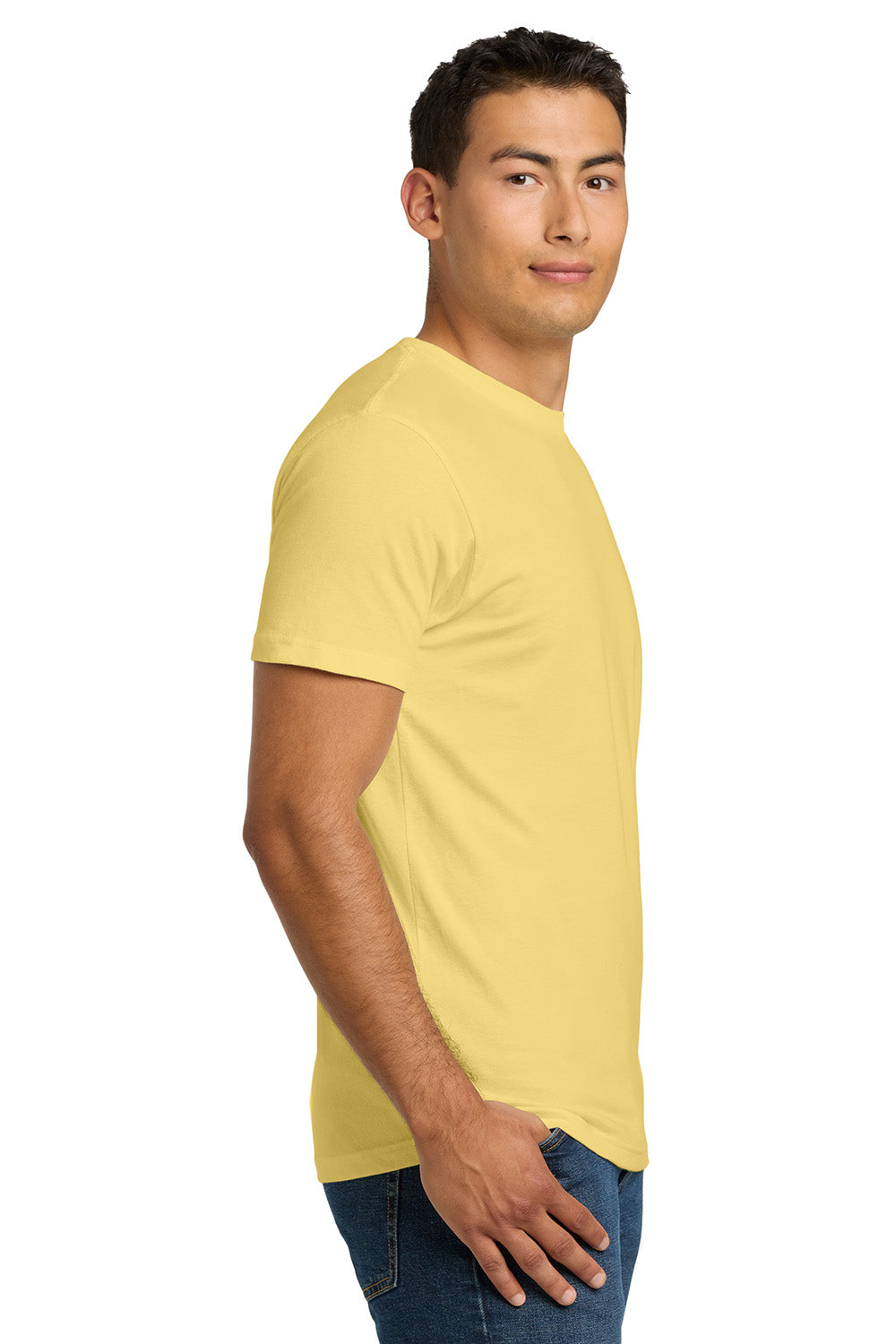 Next Level NL3600/3600 Mens Fine Jersey Short Sleeve Crewneck T-Shirt Banana Cream Yellow Model Side