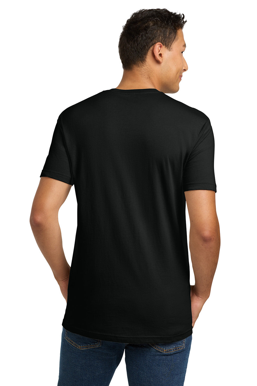 Next Level NL3600/3600 Mens Fine Jersey Short Sleeve Crewneck T-Shirt Black Model Back