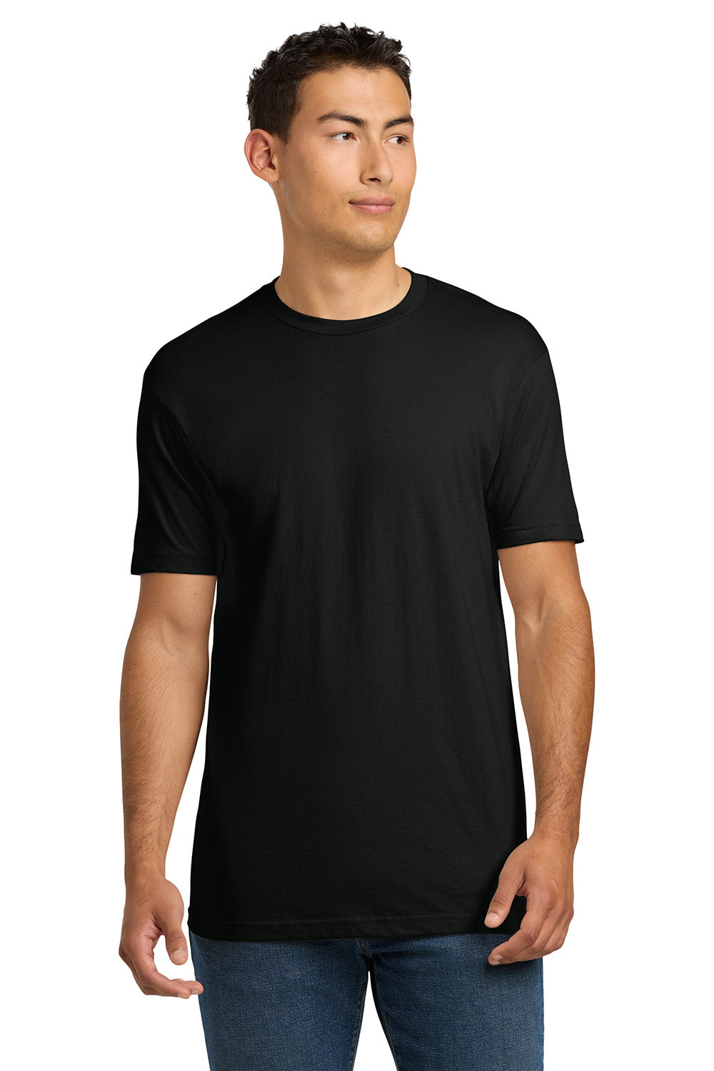 Next Level NL3600/3600 Mens Fine Jersey Short Sleeve Crewneck T-Shirt Black Model Front