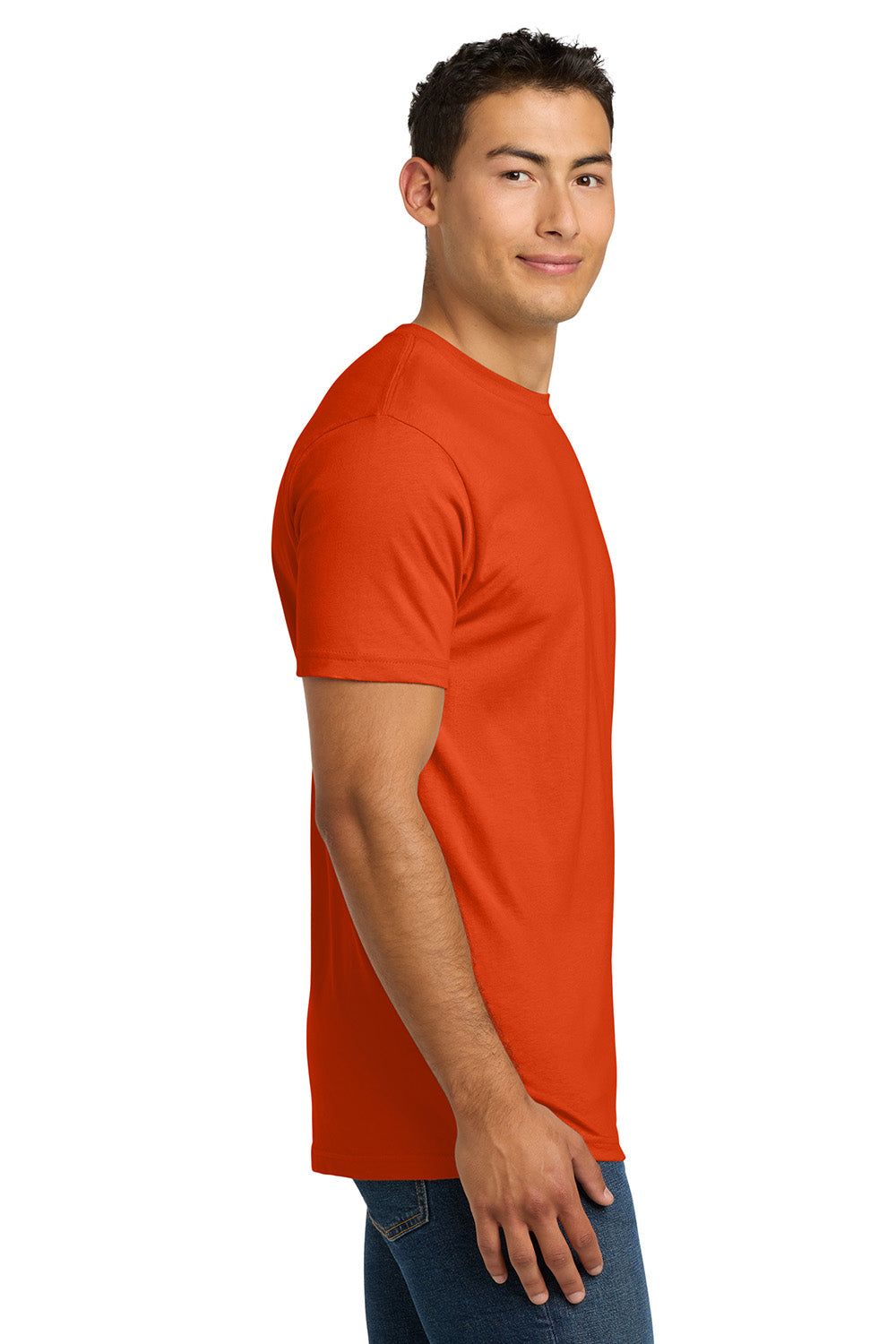 Next Level NL3600/3600 Mens Fine Jersey Short Sleeve Crewneck T-Shirt Classic Orange Model Side