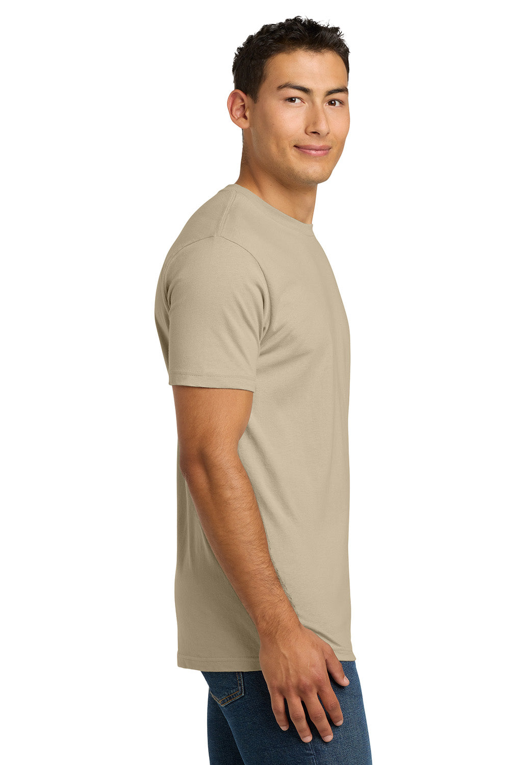 Next Level NL3600/3600 Mens Fine Jersey Short Sleeve Crewneck T-Shirt Cream Model Side