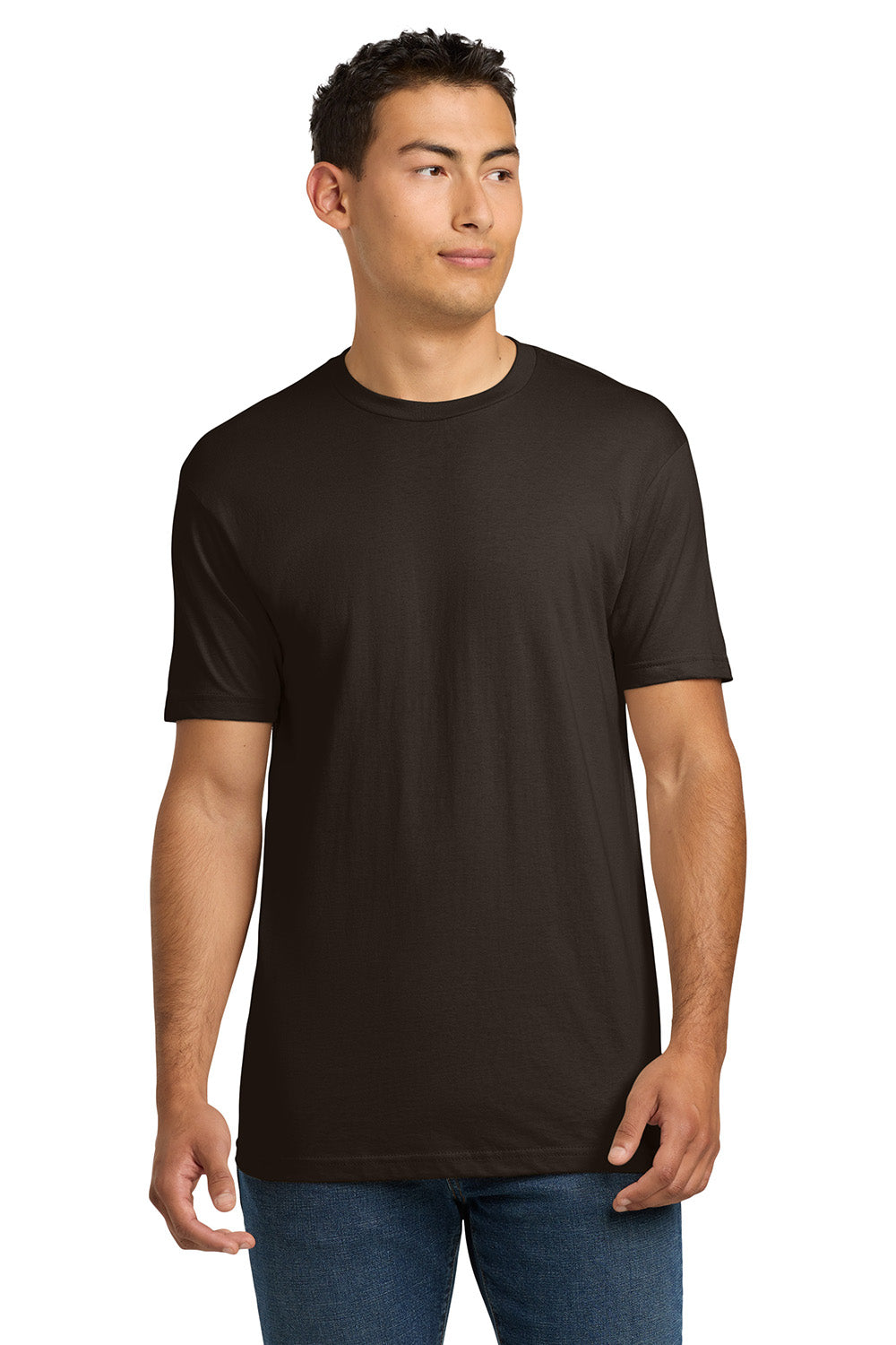 Next Level NL3600/3600 Mens Fine Jersey Short Sleeve Crewneck T-Shirt Dark Chocolate Brown Model Front