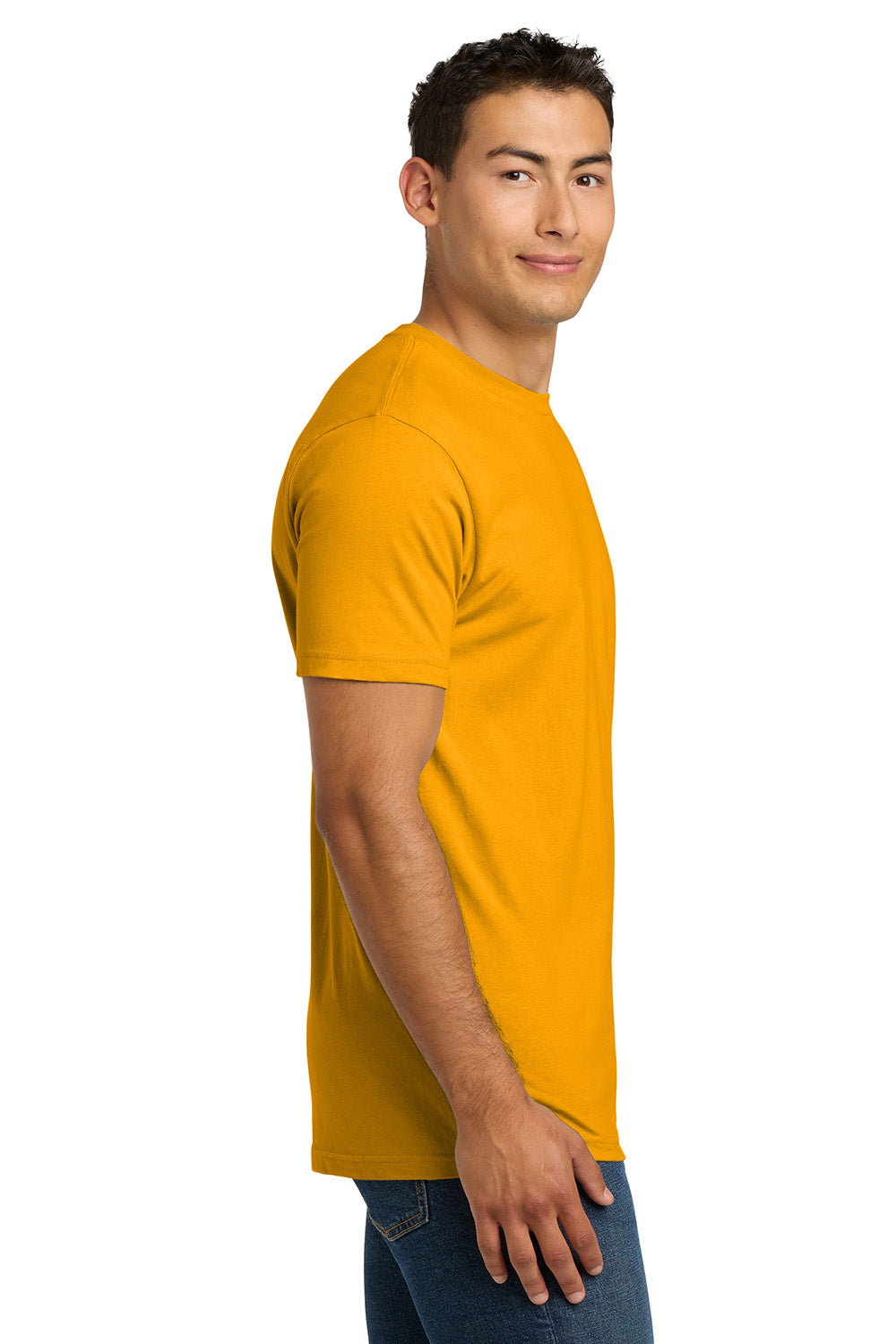 Next Level NL3600/3600 Mens Fine Jersey Short Sleeve Crewneck T-Shirt Gold Model Side