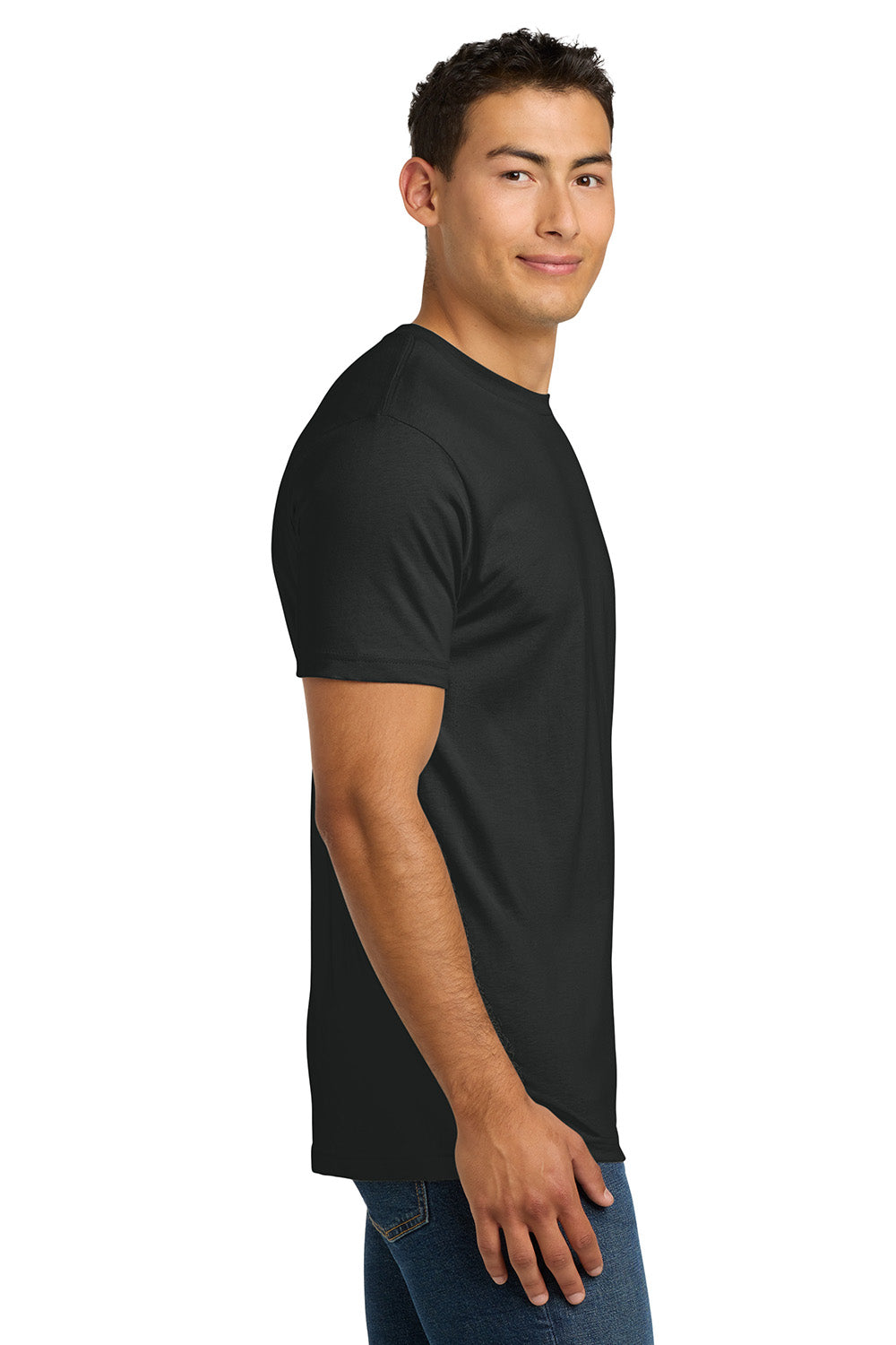 Next Level NL3600/3600 Mens Fine Jersey Short Sleeve Crewneck T-Shirt Graphite Black Model Side