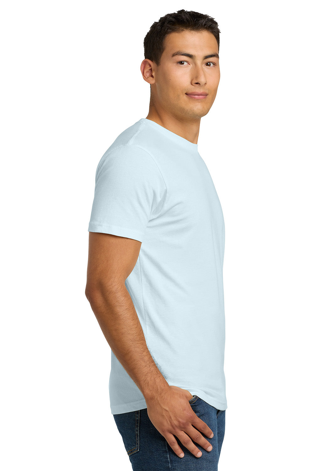 Next Level NL3600/3600 Mens Fine Jersey Short Sleeve Crewneck T-Shirt Light Blue Model Side