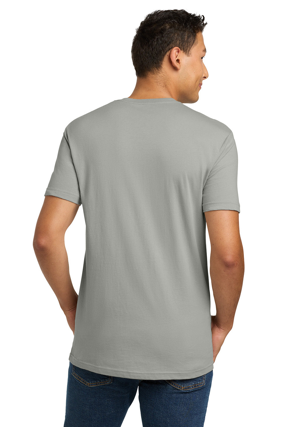 Next Level NL3600/3600 Mens Fine Jersey Short Sleeve Crewneck T-Shirt Light Grey Model Back