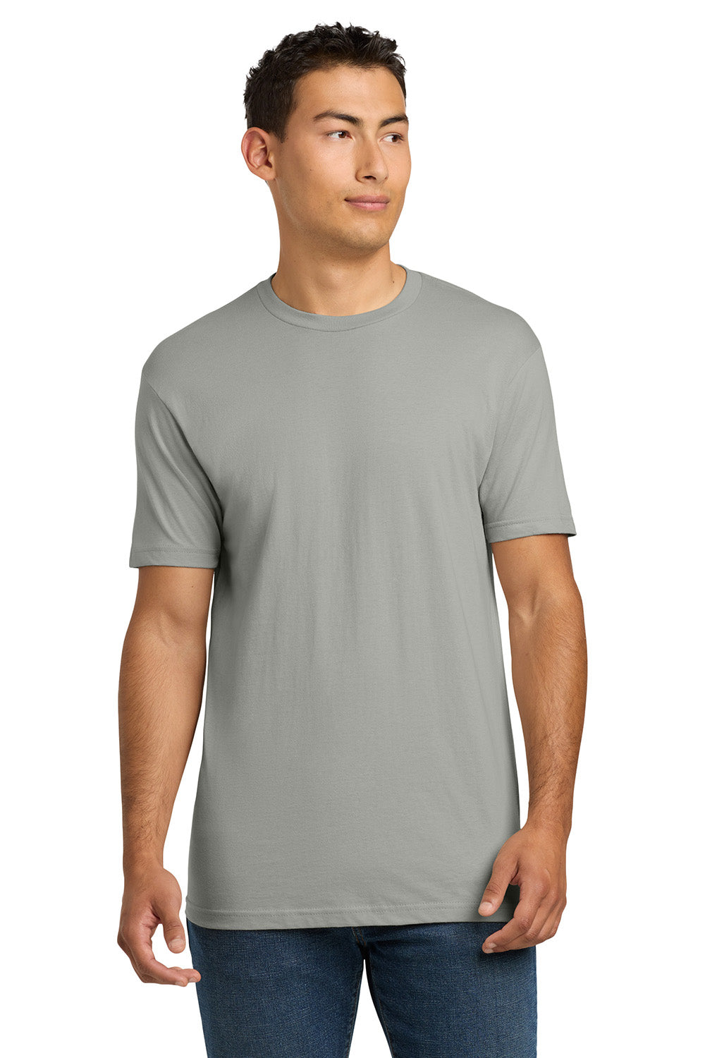 Next Level NL3600/3600 Mens Fine Jersey Short Sleeve Crewneck T-Shirt Light Grey Model Front