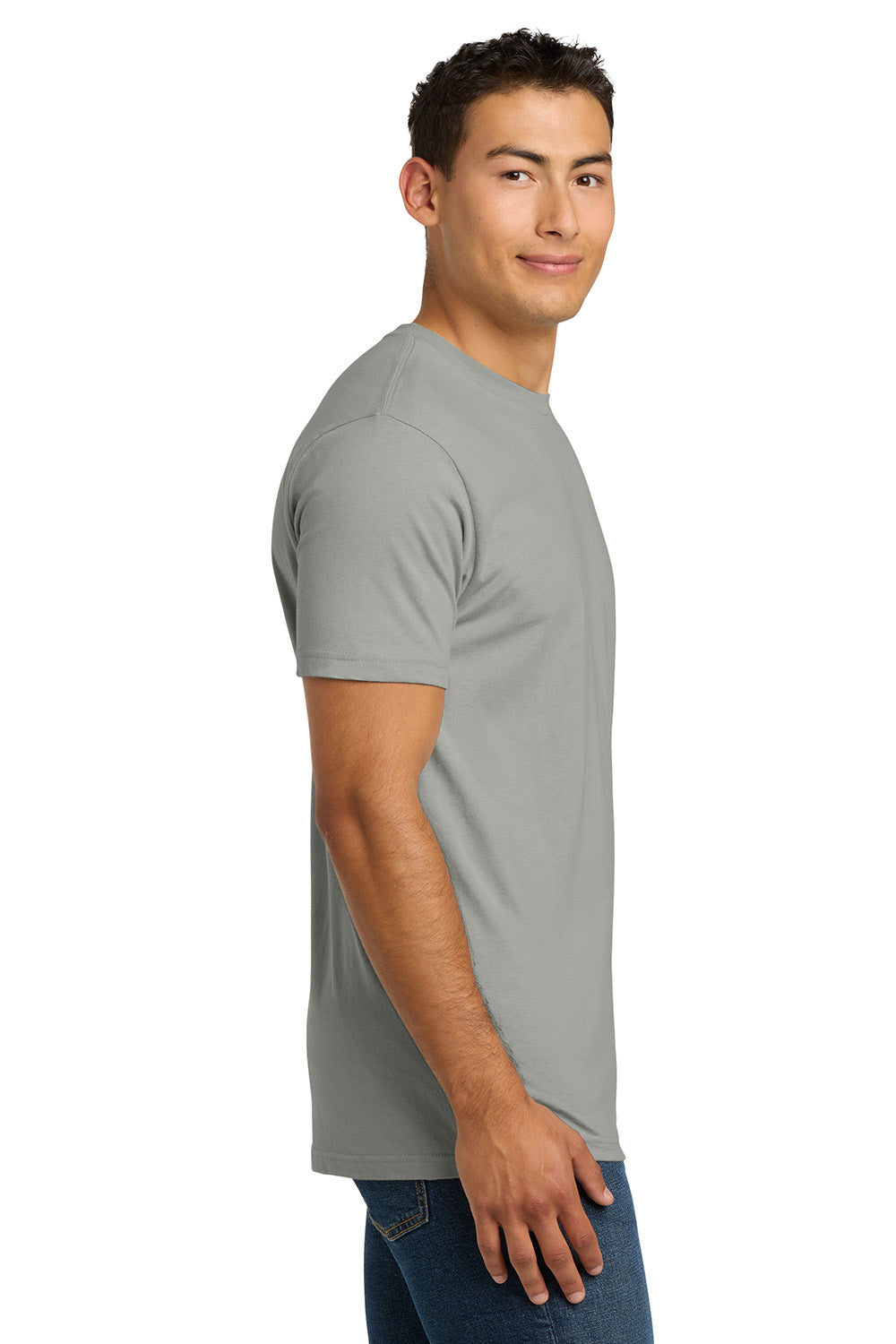 Next Level NL3600/3600 Mens Fine Jersey Short Sleeve Crewneck T-Shirt Light Grey Model Side