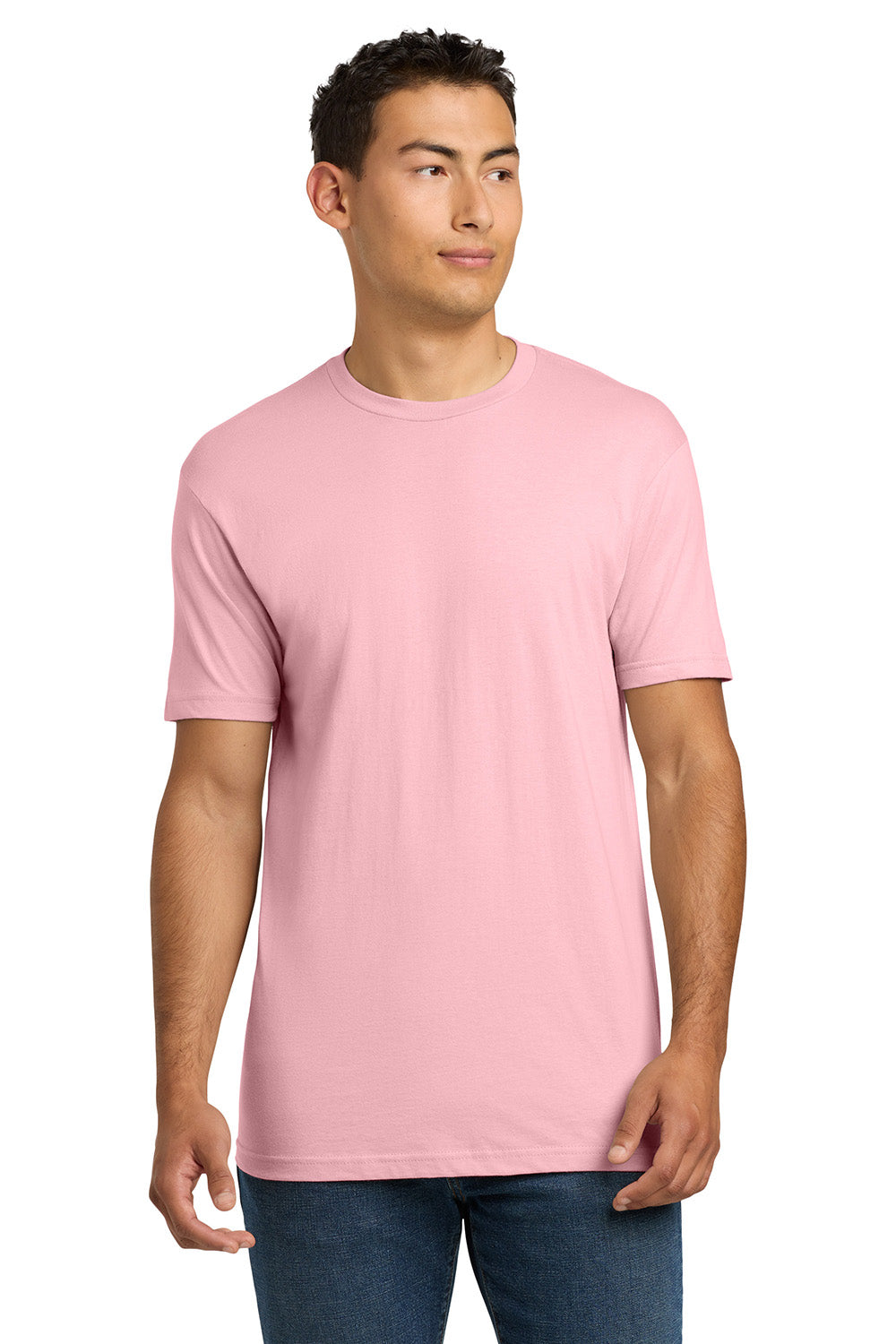 Next Level NL3600/3600 Mens Fine Jersey Short Sleeve Crewneck T-Shirt Light Pink Model Front