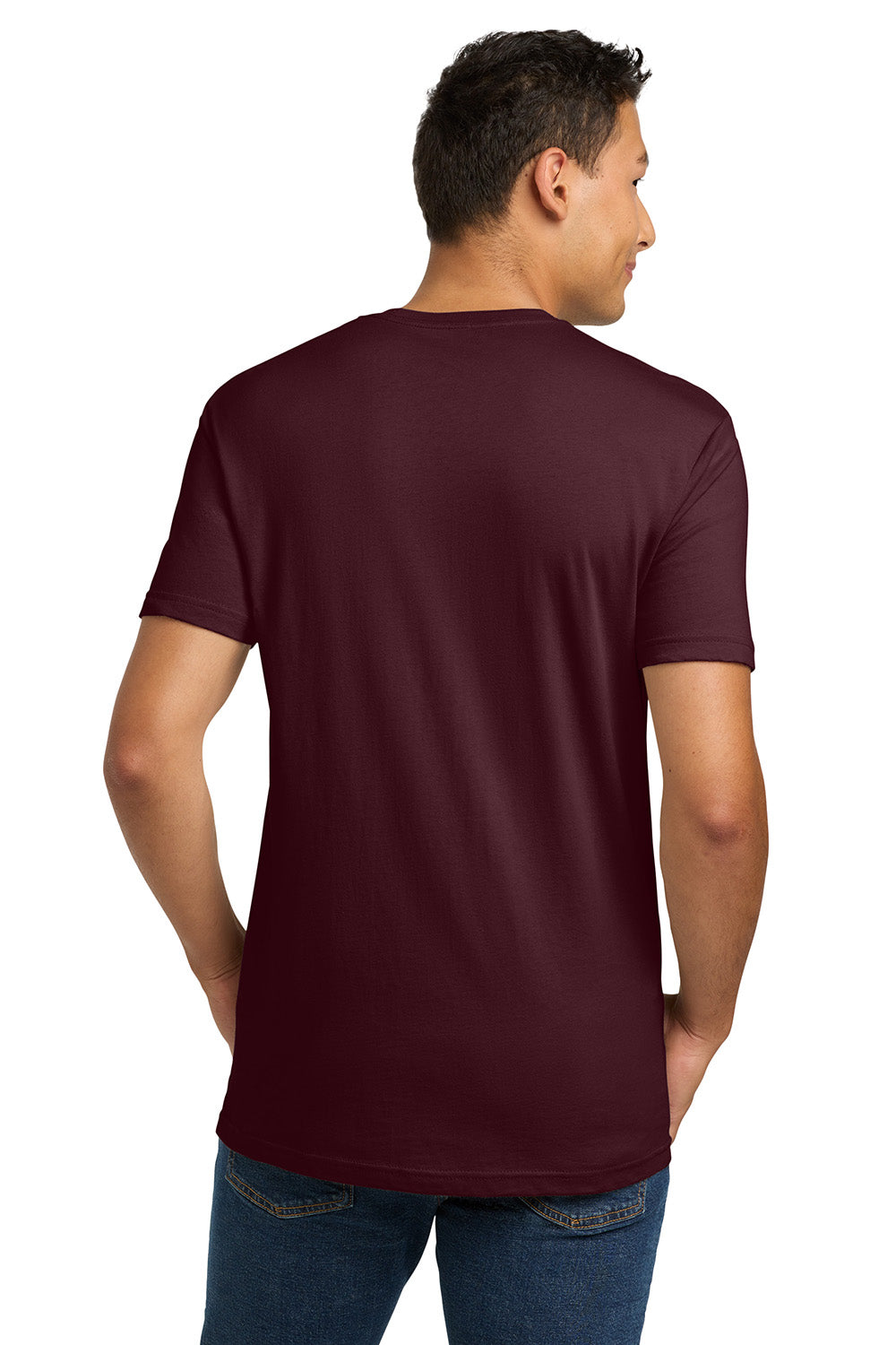 Next Level NL3600/3600 Mens Fine Jersey Short Sleeve Crewneck T-Shirt Maroon Model Back