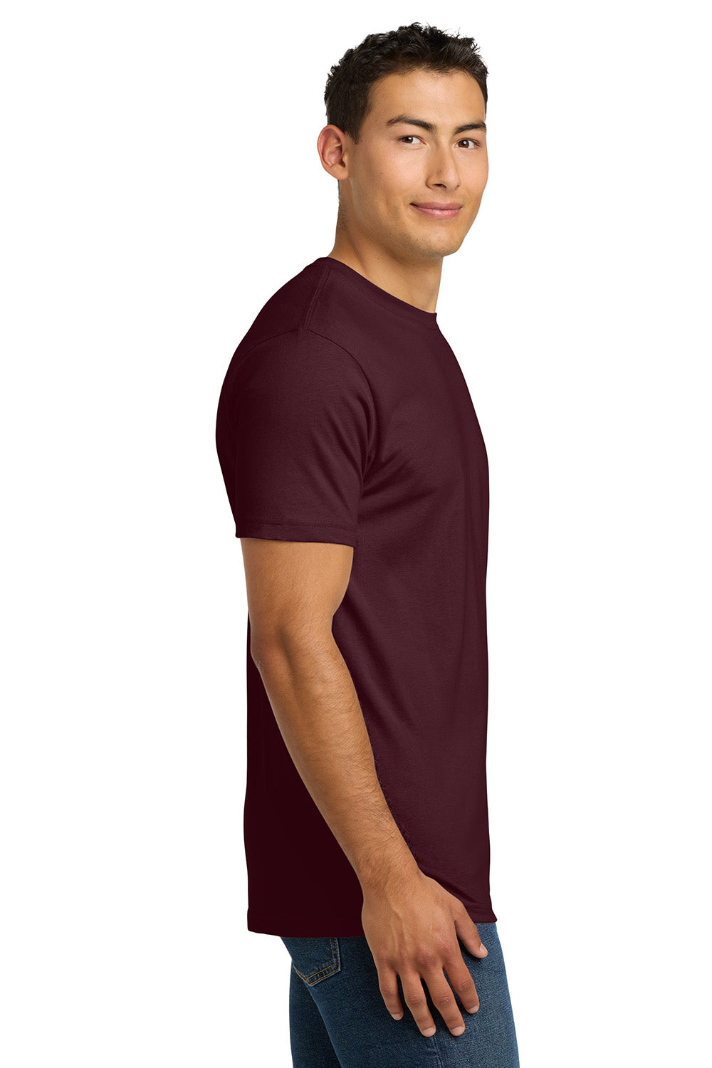 Next Level NL3600/3600 Mens Fine Jersey Short Sleeve Crewneck T-Shirt Maroon Model Side