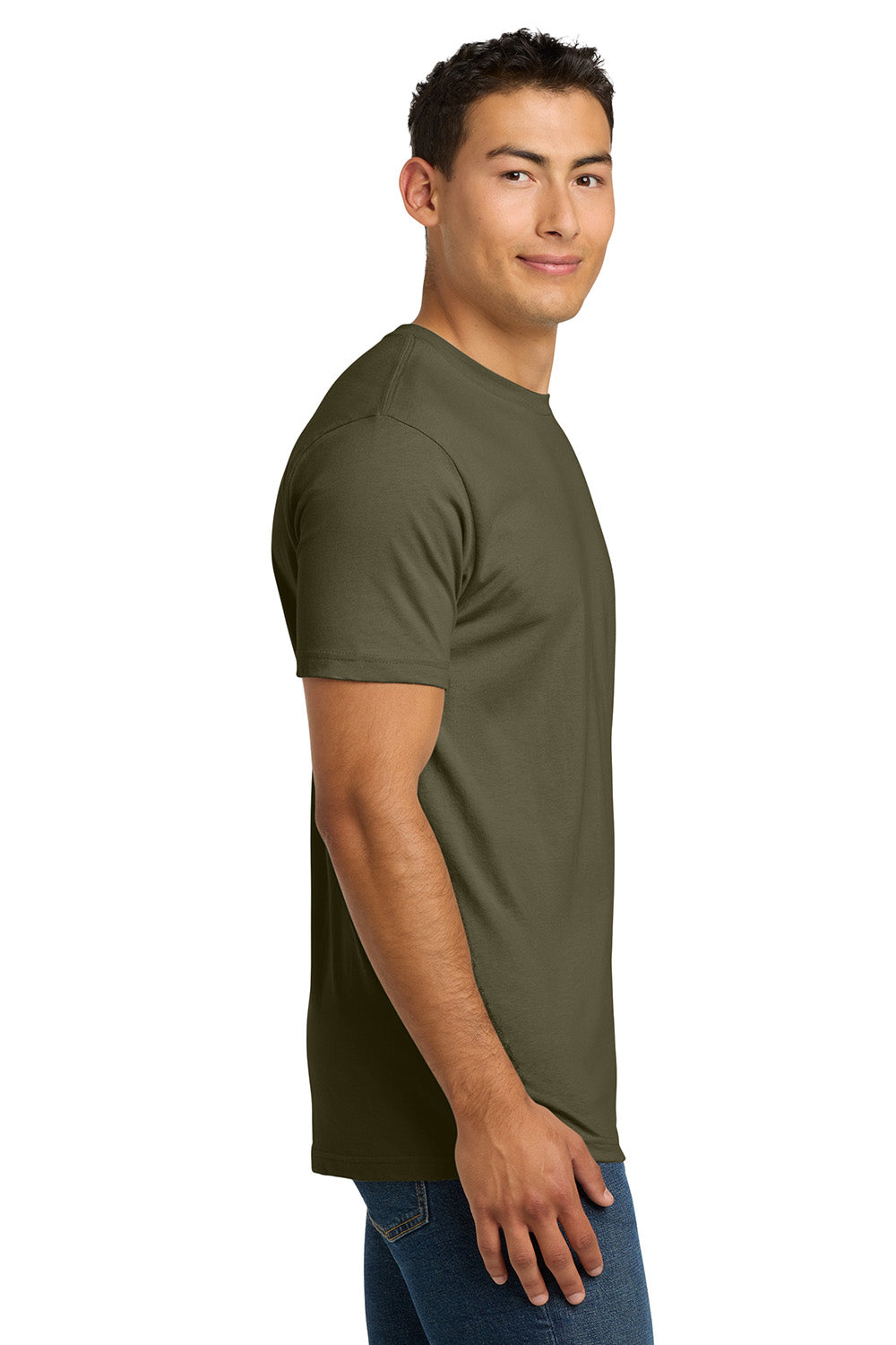 Next Level NL3600/3600 Mens Fine Jersey Short Sleeve Crewneck T-Shirt Military Green Model Side