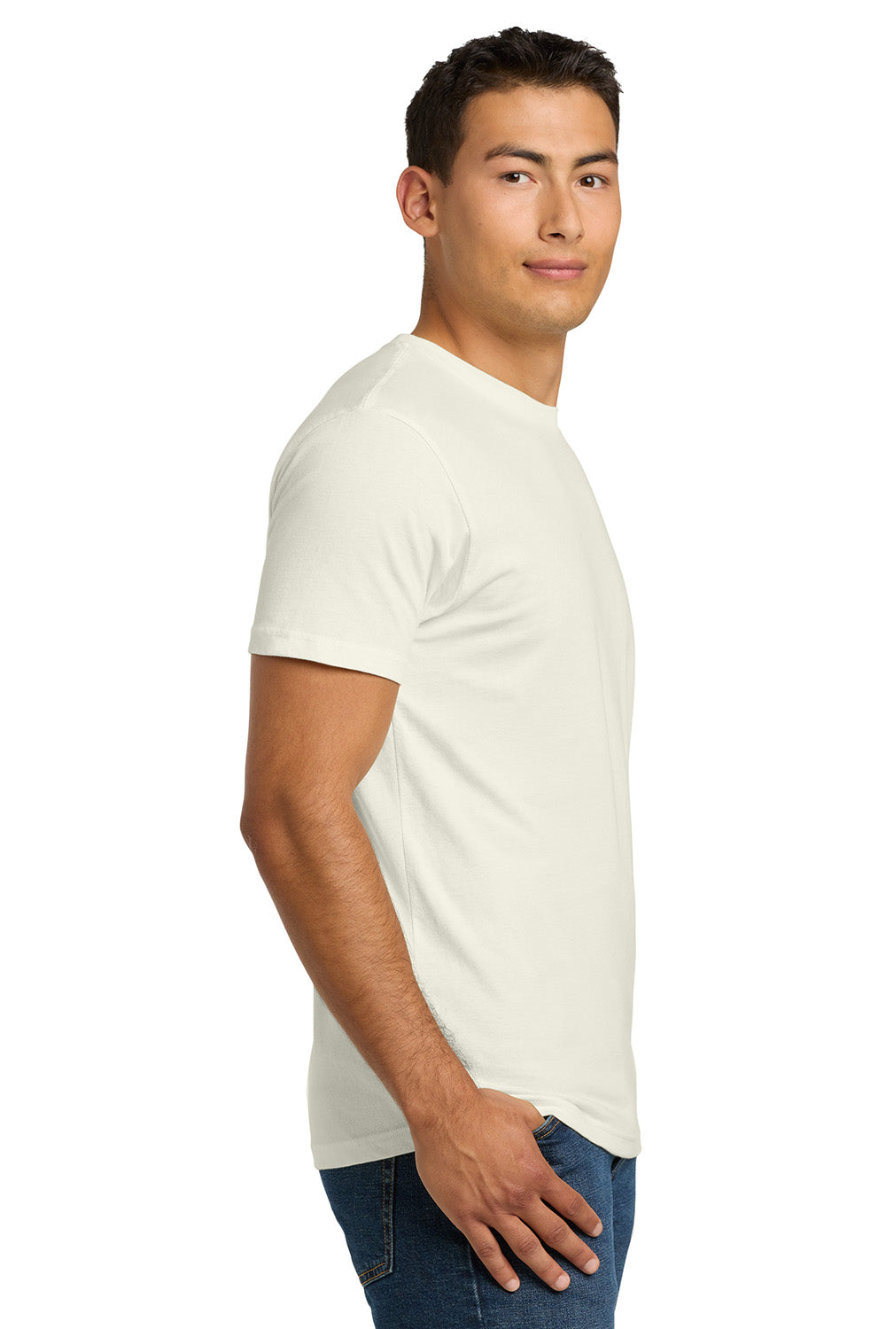 Next Level NL3600/3600 Mens Fine Jersey Short Sleeve Crewneck T-Shirt Natural Model Side