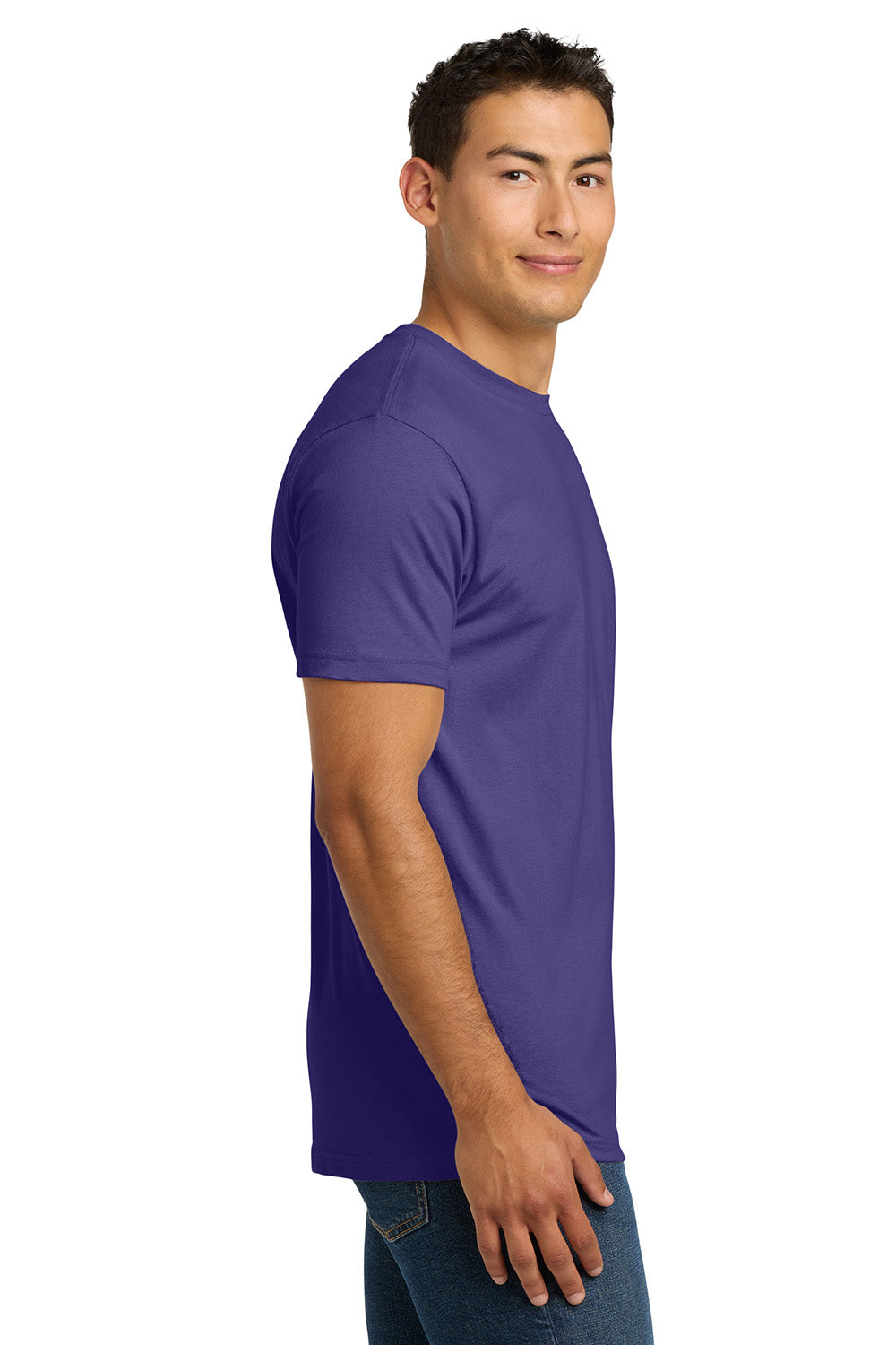 Next Level NL3600/3600 Mens Fine Jersey Short Sleeve Crewneck T-Shirt Purple Rush Model Side