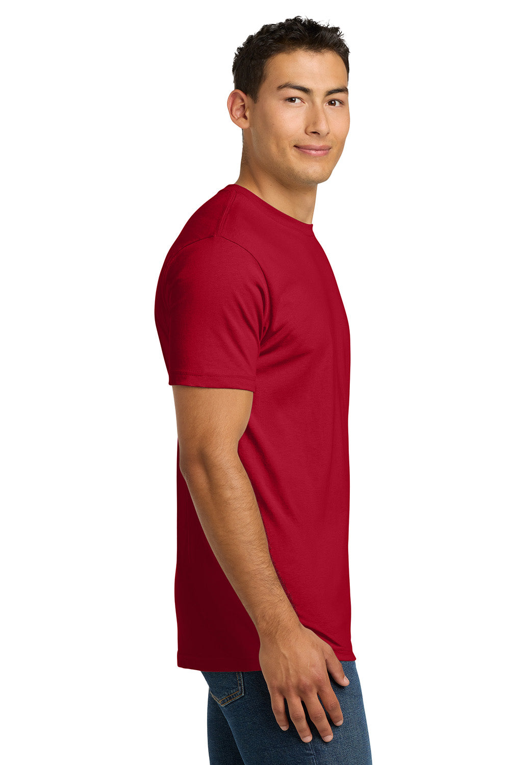 Next Level NL3600/3600 Mens Fine Jersey Short Sleeve Crewneck T-Shirt Red Model Side