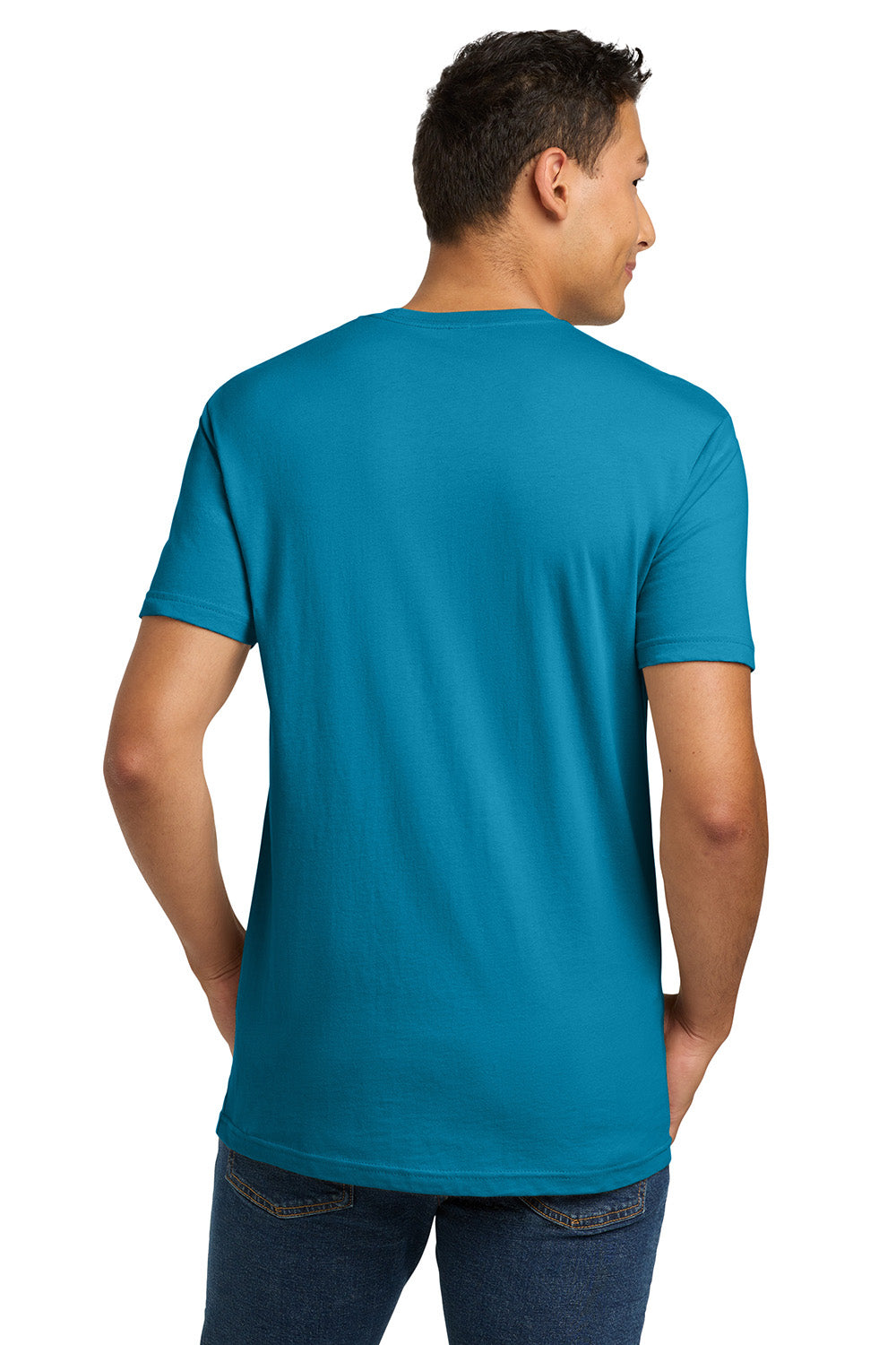 Next Level NL3600/3600 Mens Fine Jersey Short Sleeve Crewneck T-Shirt Turquoise Blue Model Back