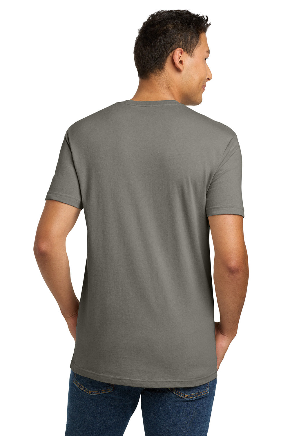 Next Level NL3600/3600 Mens Fine Jersey Short Sleeve Crewneck T-Shirt Warm Grey Model Back