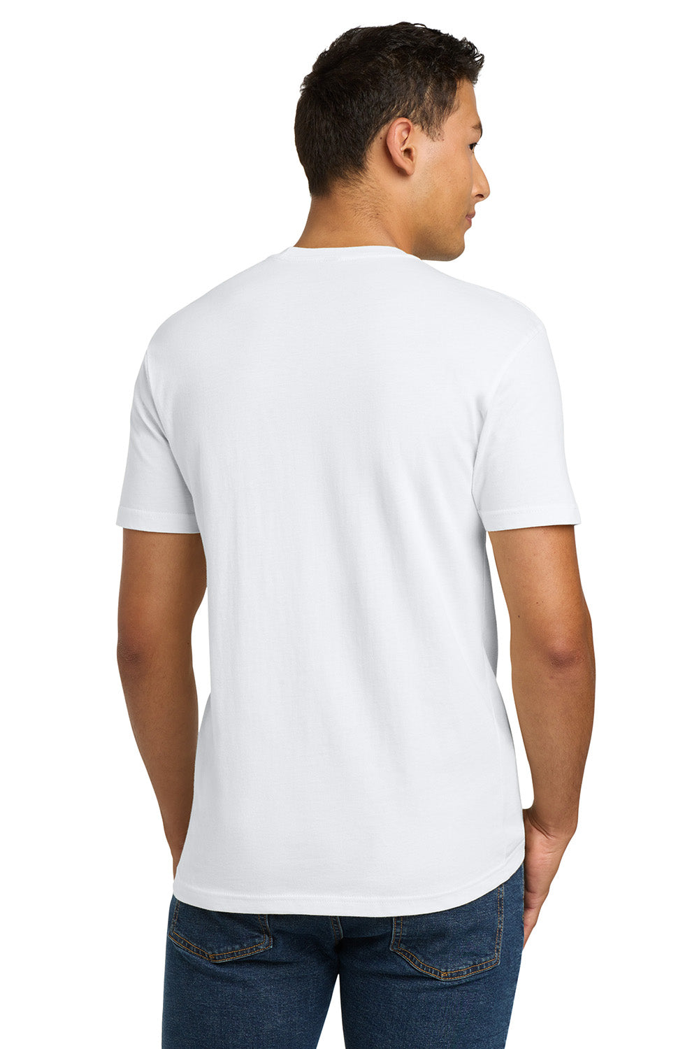 Next Level NL3600/3600 Mens Fine Jersey Short Sleeve Crewneck T-Shirt White Model Back