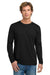 Next Level NL3601/N3601/3601 Mens Fine Jersey Long Sleeve Crewneck T-Shirt Black Model Front