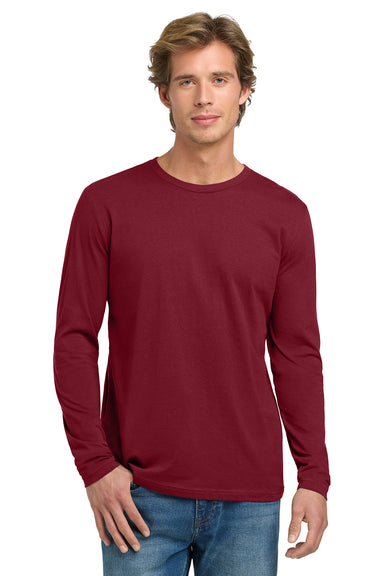 Next Level NL3601/N3601/3601 Mens Fine Jersey Long Sleeve Crewneck T-Shirt Cardinal Red Model Front