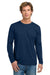 Next Level NL3601/N3601/3601 Mens Fine Jersey Long Sleeve Crewneck T-Shirt Cool Blue Model Front