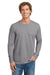 Next Level NL3601/N3601/3601 Mens Fine Jersey Long Sleeve Crewneck T-Shirt Heather Grey Model Front