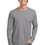 Next Level Mens Fine Jersey Long Sleeve Crewneck T-Shirt - Heather Grey