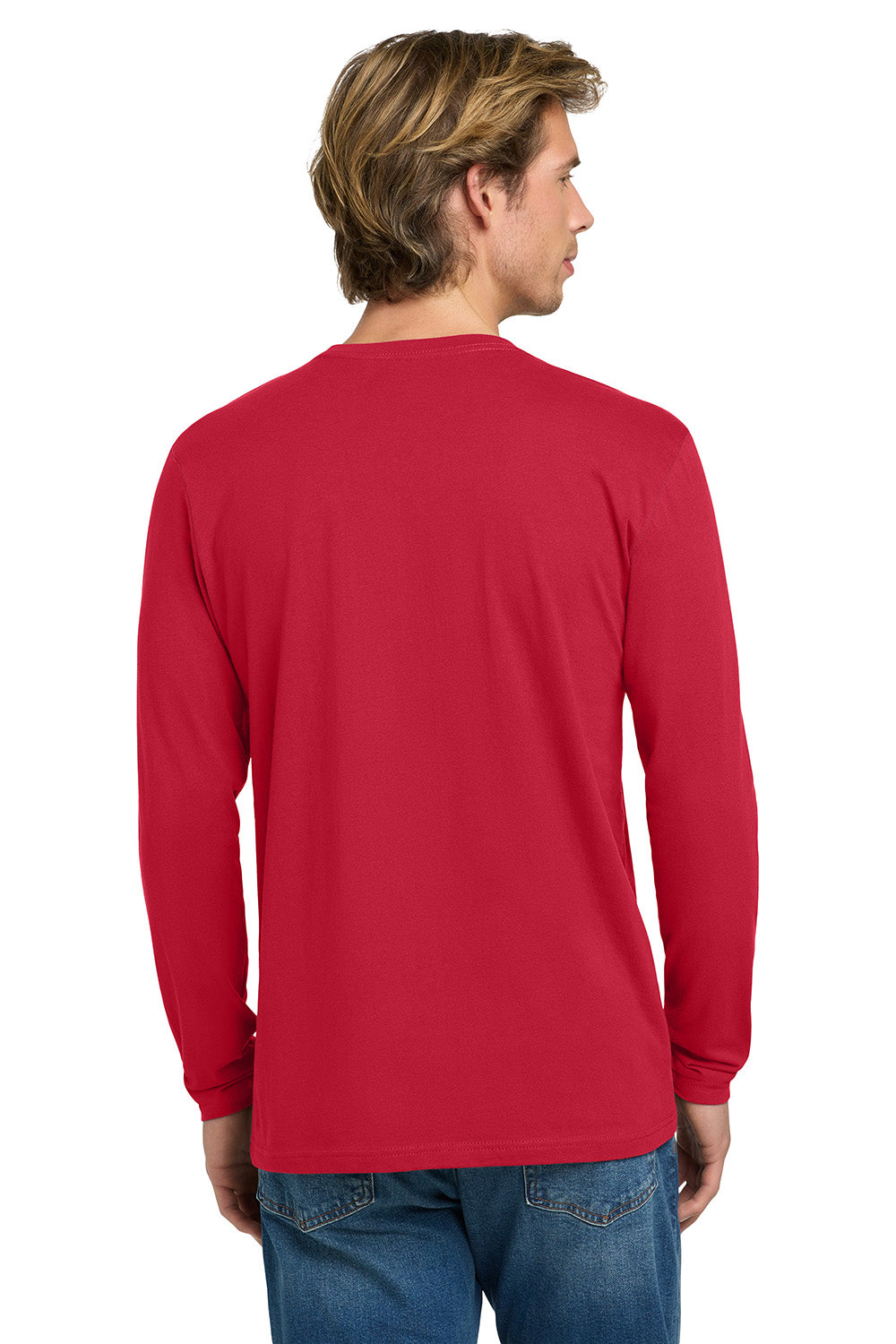 Next Level NL3601/N3601/3601 Mens Fine Jersey Long Sleeve Crewneck T-Shirt Red Model Back