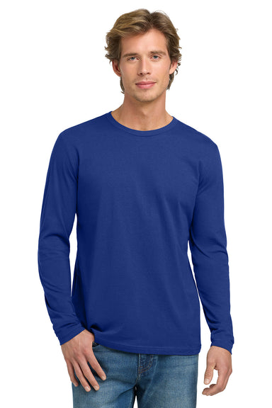 Next Level NL3601/N3601/3601 Mens Fine Jersey Long Sleeve Crewneck T-Shirt Royal Blue Model Front