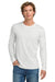 Next Level NL3601/N3601/3601 Mens Fine Jersey Long Sleeve Crewneck T-Shirt White Model Front