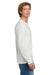 Next Level NL3601/N3601/3601 Mens Fine Jersey Long Sleeve Crewneck T-Shirt White Model Side