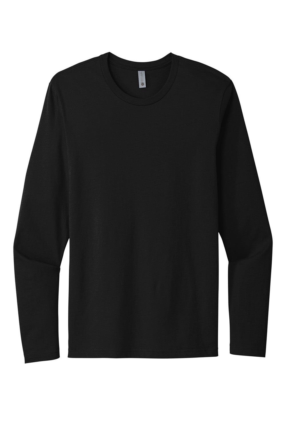 Next Level NL3601/N3601/3601 Mens Fine Jersey Long Sleeve Crewneck T-Shirt Black Flat Front