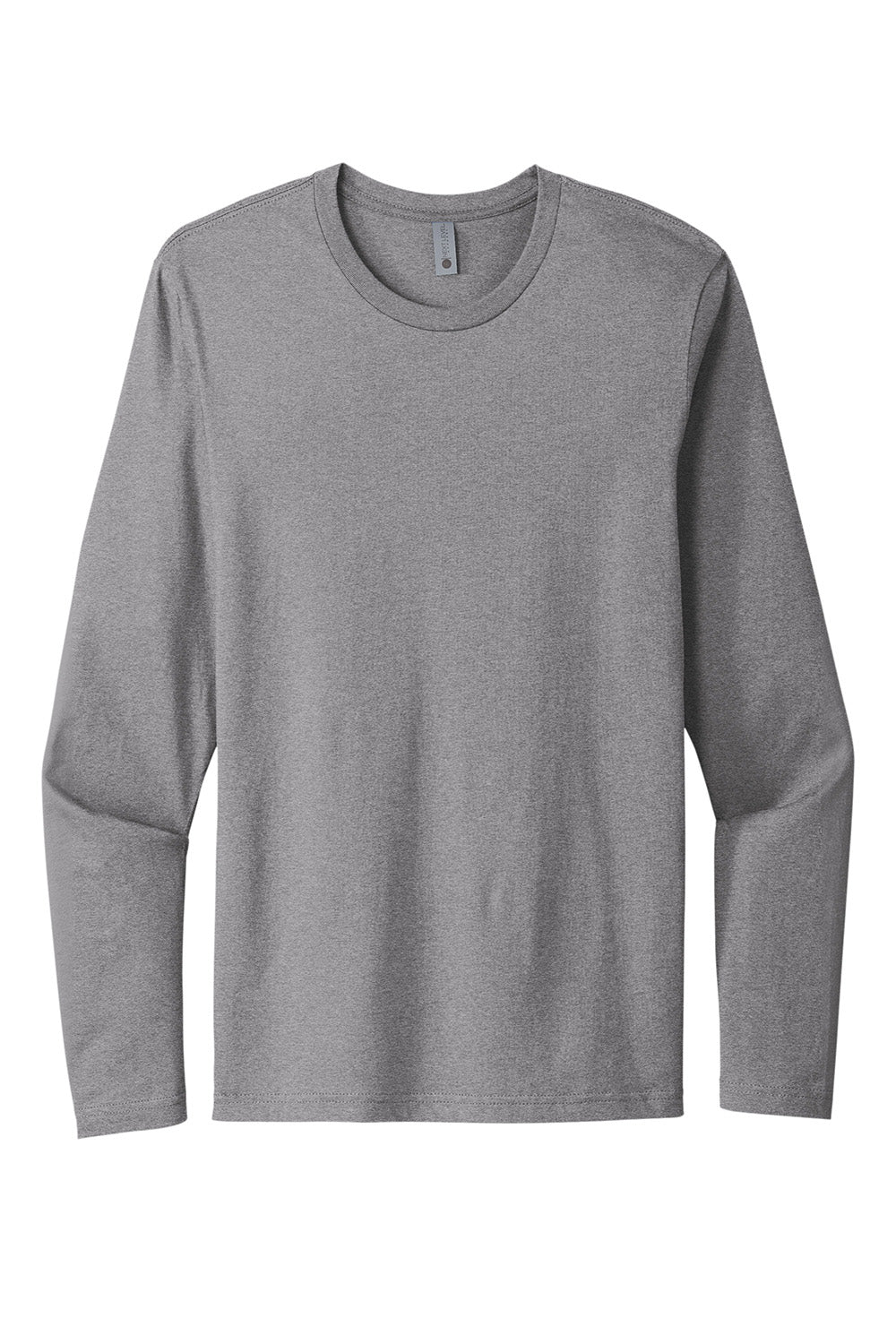 Next Level NL3601/N3601/3601 Mens Fine Jersey Long Sleeve Crewneck T-Shirt Heather Grey Flat Front