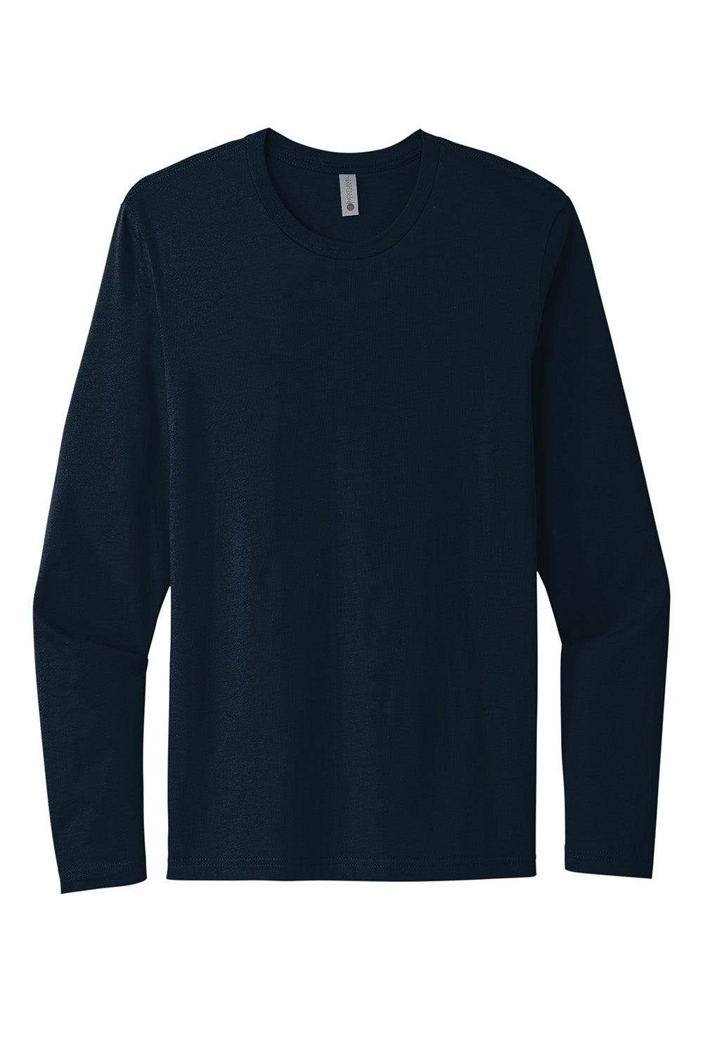 Next Level NL3601/N3601/3601 Mens Fine Jersey Long Sleeve Crewneck T-Shirt Midnight Navy Blue Flat Front