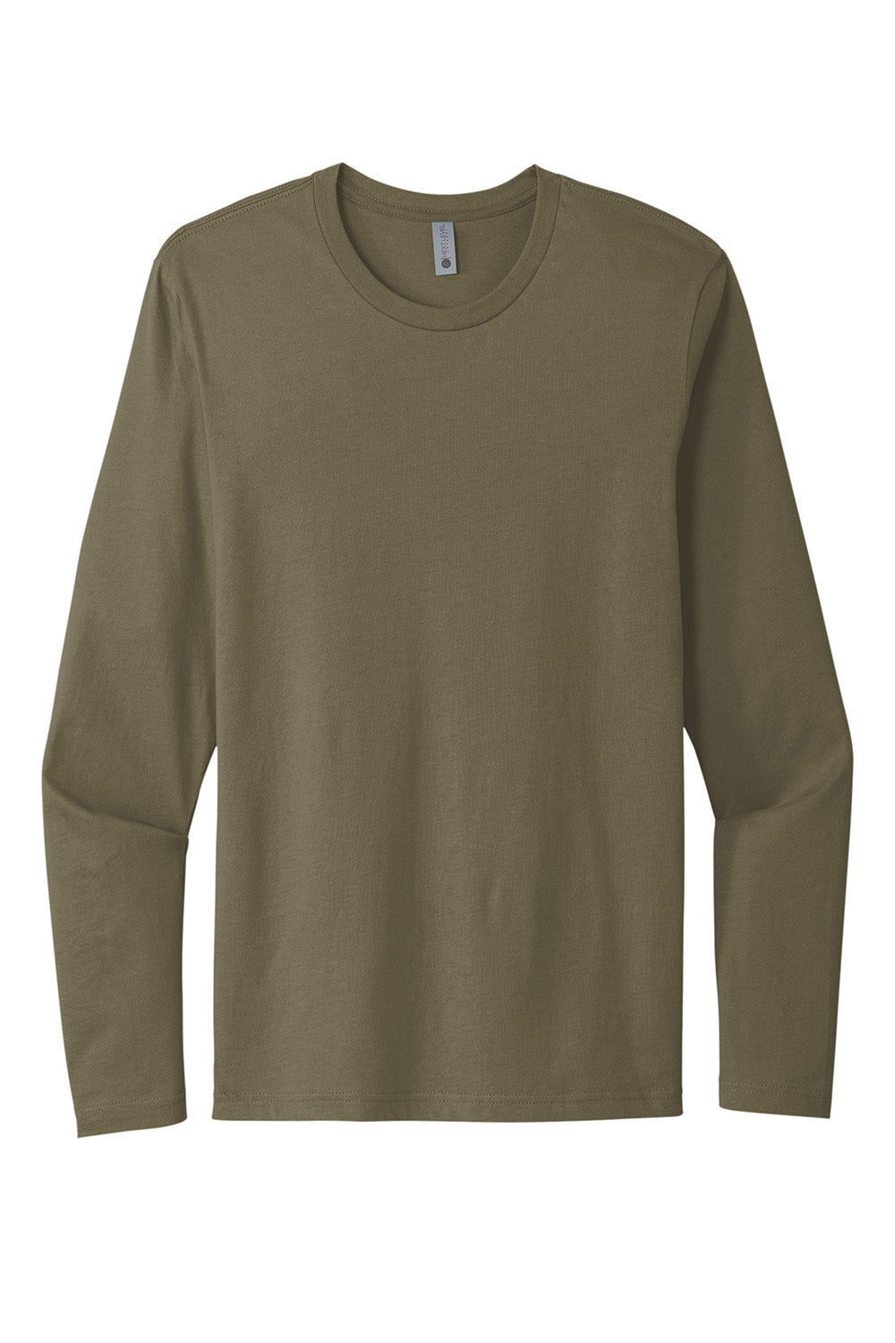 Next Level NL3601/N3601/3601 Mens Fine Jersey Long Sleeve Crewneck T-Shirt Military Green Flat Front