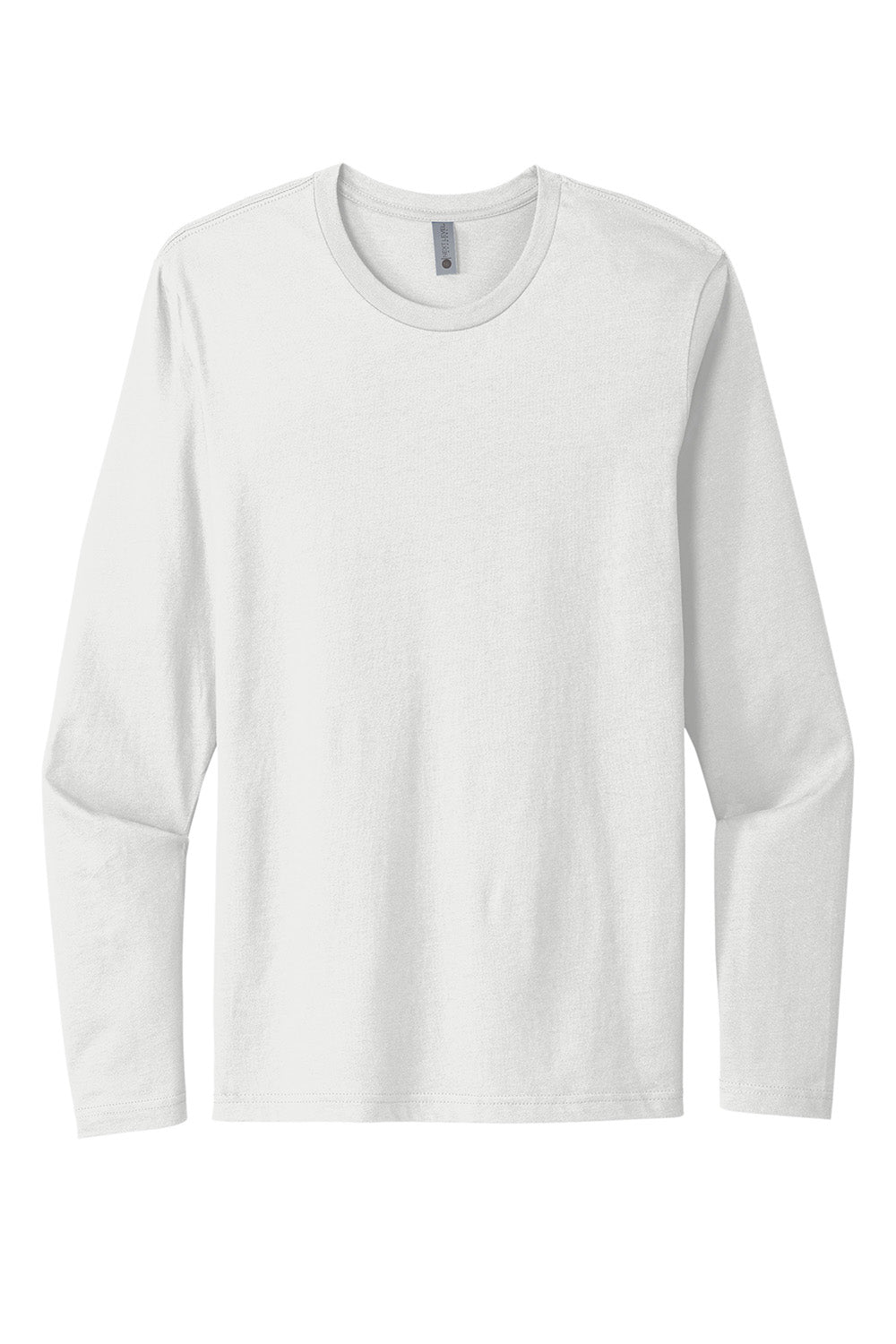 Next Level NL3601/N3601/3601 Mens Fine Jersey Long Sleeve Crewneck T-Shirt White Flat Front