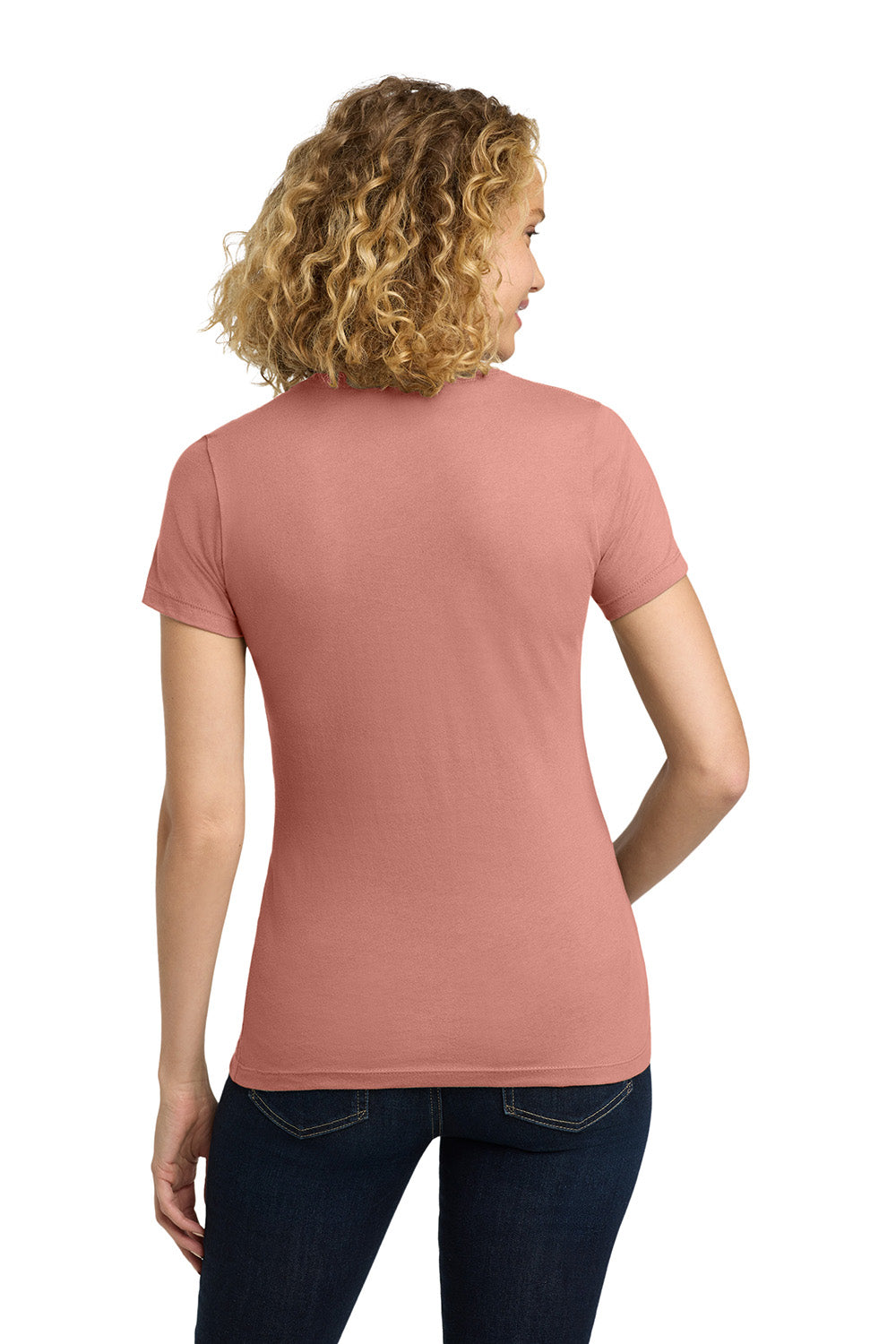 Next Level NL3900/N3900/3900 Womens Boyfriend Fine Jersey Short Sleeve Crewneck T-Shirt Desert Pink Model Back