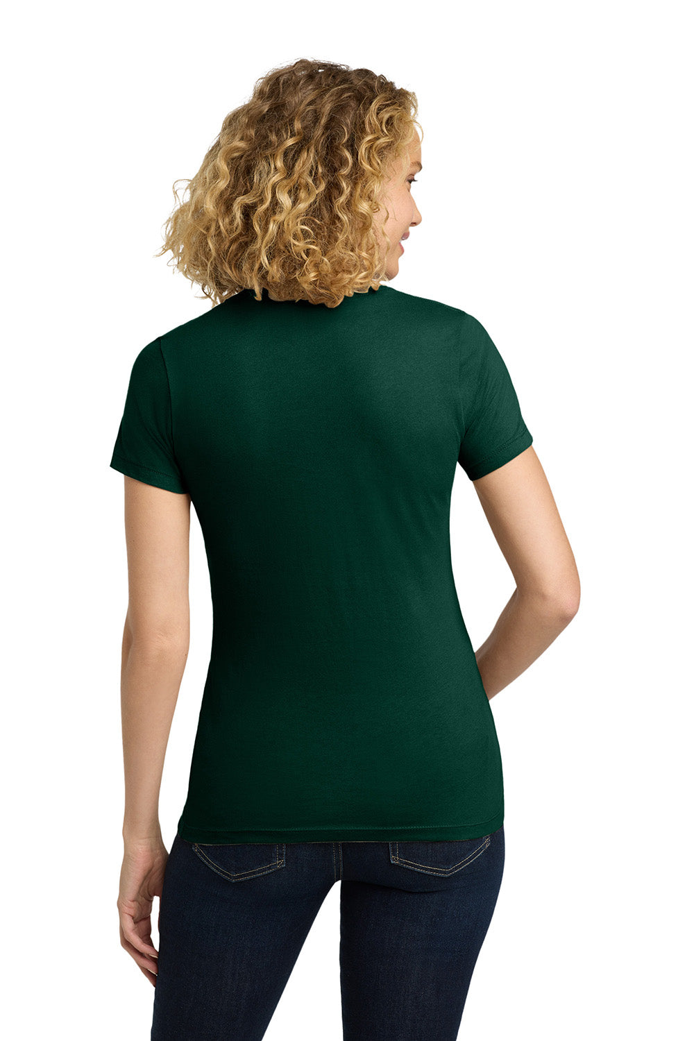 Next Level NL3900/N3900/3900 Womens Boyfriend Fine Jersey Short Sleeve Crewneck T-Shirt Forest Green Model Back