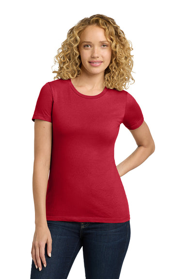 Next Level NL3900/N3900/3900 Womens Boyfriend Fine Jersey Short Sleeve Crewneck T-Shirt Red Model Front