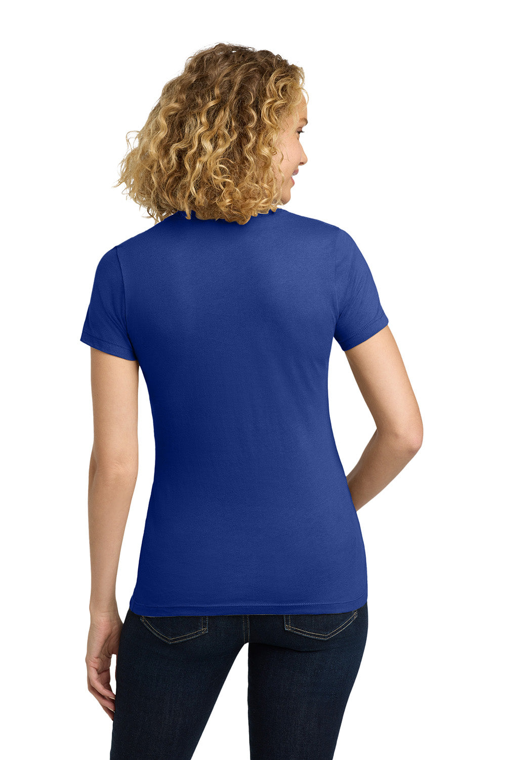 Next Level NL3900/N3900/3900 Womens Boyfriend Fine Jersey Short Sleeve Crewneck T-Shirt Royal Blue Model Back