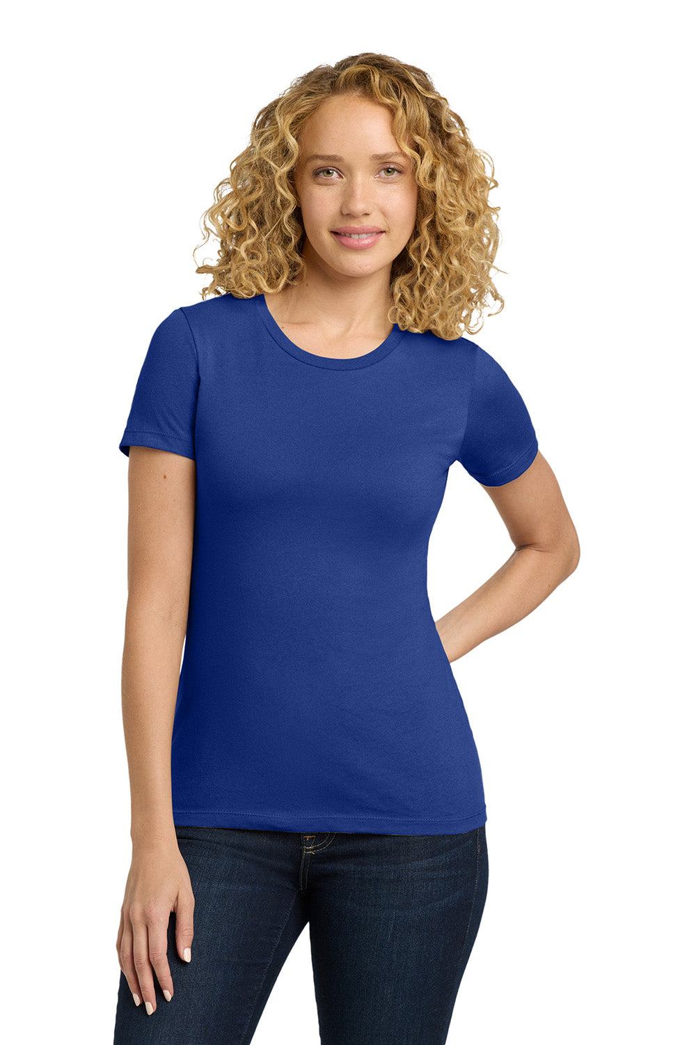 Next Level NL3900/N3900/3900 Womens Boyfriend Fine Jersey Short Sleeve Crewneck T-Shirt Royal Blue Model Front